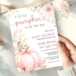 リトルカボンプキンオンザウェイガール秋ベビーシャワー 招待状
