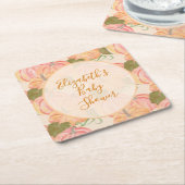 リトルカボンプキンオンザウェイベビーシャワー名前をカスタムする スクエアペーパーコースター (アングル)