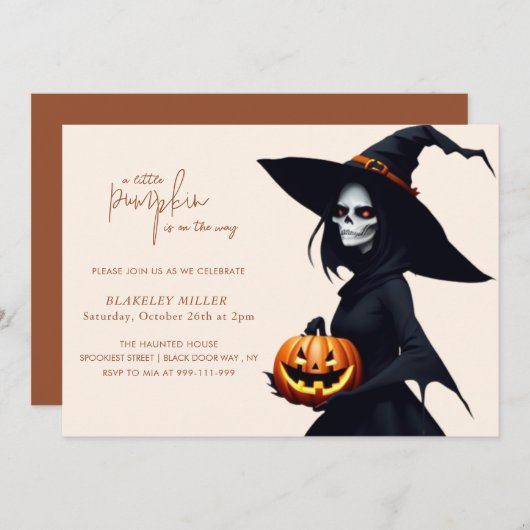 リトルカボンプキンオンザウェイベビーシャワー招待状 招待状 (正面/裏面)