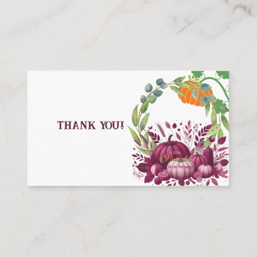 リトルカボンプキンパープルベビーシャワーグリーナリーリース エンクロージャーカード (裏面)