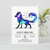 リトルカラフルウルフデジタルボーイ誕生日 招待状 (スタンド正面)