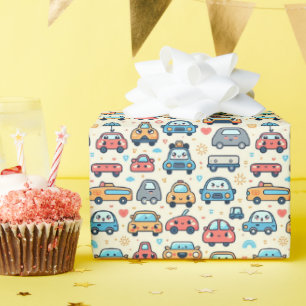 リトルカラフルカーズボーイB-dayパーティー ラッピングペーパー