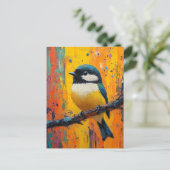 リトルカラフルバードオンブランチ ポストカード (スタンド正面)