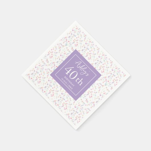 リトルカラフルフレーク40th誕生日ナプキンス スタンダードカクテルナプキン (角)