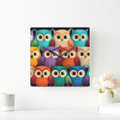 リトルカラフルフール スクエア壁時計 (ホーム)