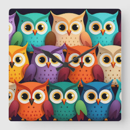 リトルカラフルフール スクエア壁時計