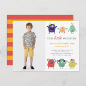 リトルカラフルモンスターキッドの写真誕生日 インビテーションポストカード (正面/裏面)