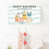 リトルカラフルモンスターズ誕生日バナー 横断幕 (インサイチュ)