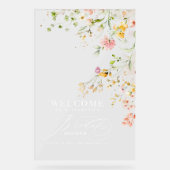 リトルカラフルワイルドフラワーズブライダルシャワーへようこそ アクリルサイン (正面)