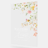 リトルカラフルワイルドフラワーズブライダルシャワーへようこそ アクリルサイン (傾斜)