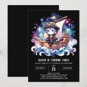 リトルカワイリング海賊誕生日 招待状 (正面/裏面)