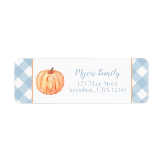 リトルカンプキンの最初の誕生日のブループレイドアドレス ラベル (正面)