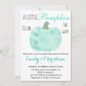 リトルカンプキンアクアターコイズきらめくベビーシャワー 招待状 (正面)