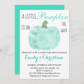 リトルカンプキンアクアターコイズきらめくベビーシャワー 招待状 (正面/裏面)