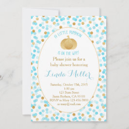 リトルカンプキンオンザウェイ招待状ブルー金ゴールド 招待状