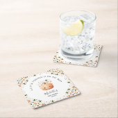 リトルカンプキンオンザウェイ秋フローラベビーシャワー スクエアペーパーコースター (インサイチュ)