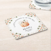 リトルカンプキンオンザウェイ秋フローラベビーシャワー スクエアペーパーコースター (アングル)