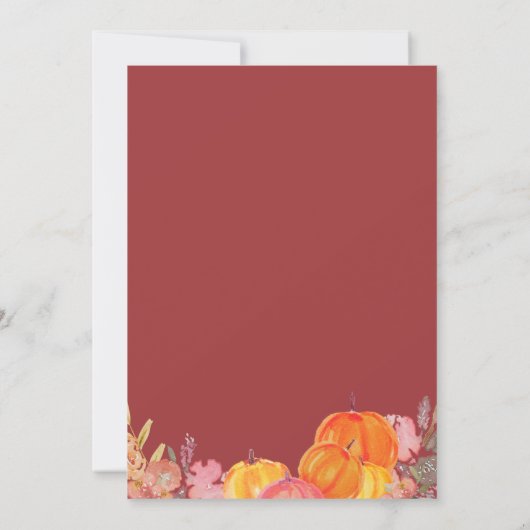 リトルカンプキンオンザウェイ秋フローラベビーシャワー 招待状 (裏面)