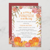 リトルカンプキンオンザウェイ秋フローラベビーシャワー 招待状 (正面/裏面)