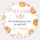 リトルカンプキンオータム秋ガール誕生日 ラウンドシール (正面)