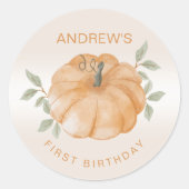 リトルカンプキンオータム秋1st誕生日 ラウンドシール (正面)