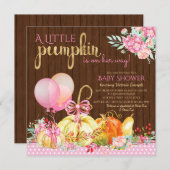 リトルカンプキンガールベビーシャワー招待状 招待状 (正面/裏面)