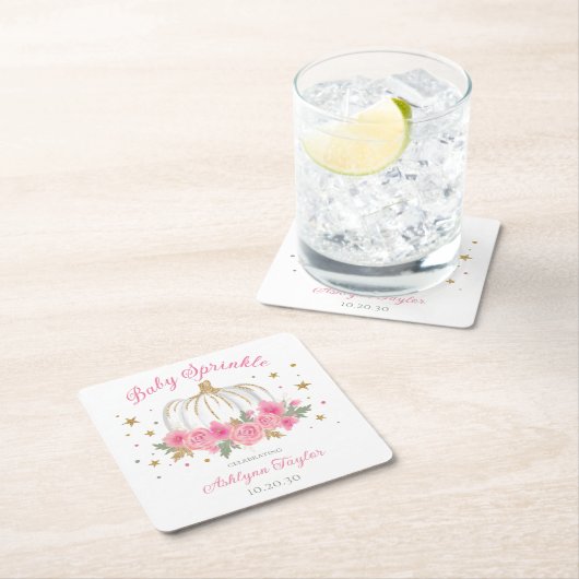 リトルカンプキンガールベビー散水器 スクエアペーパーコースター (インサイチュ)