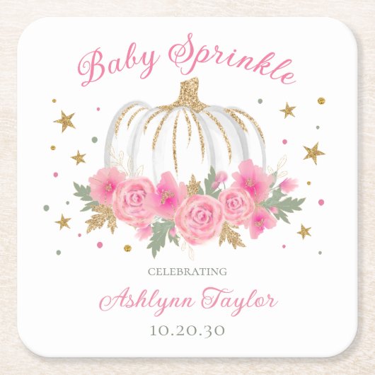 リトルカンプキンガールベビー散水器 スクエアペーパーコースター (正面)