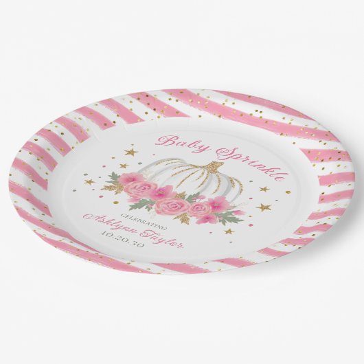 リトルカンプキンガールベビー散水器 ペーパープレート (アングル)