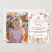リトルカンプキンガール誕生日写真サンキューカード サンキューカード (正面)