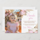 リトルカンプキンガール誕生日写真サンキューカード サンキューカード (正面)