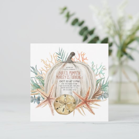 リトルカンプキンコースタル秋子供の誕生日 招待状 (スタンド正面)