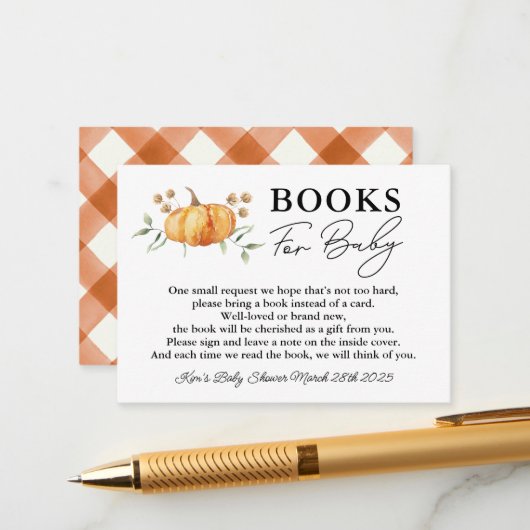 リトルカンプキンニュートラルベビーシャワーブックベビー エンクロージャーカード (正面/裏面インサイチュ)