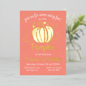 リトルカンプキンハロウィーン誕生日ゴールドフォイル 箔招待状 (立ち正面)