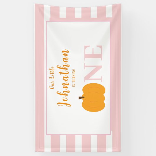 リトルカンプキンパステルピンクファースト誕生日 横断幕 (縦)