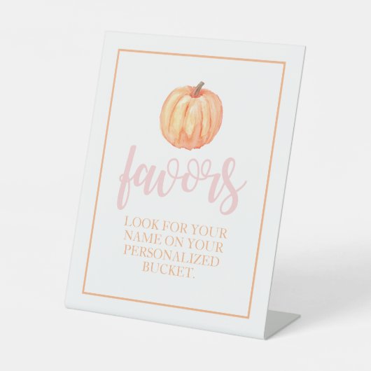 リトルカンプキンパステルピンク秋誕生日お気に入り 台座サイン (正面)