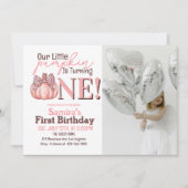 リトルカンプキンパステルピンク秋1st誕生日 招待状 (正面)