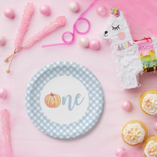 リトルカンプキンパステルブループライドの最初の誕生日 ペーパープレート (パーティー)