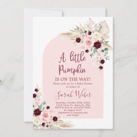 リトルカンプキンパンパスベビーシャワーガールの招待 招待状 (正面)