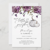 リトルカンプキンパープルフローラ誕生日 招待状 (正面)