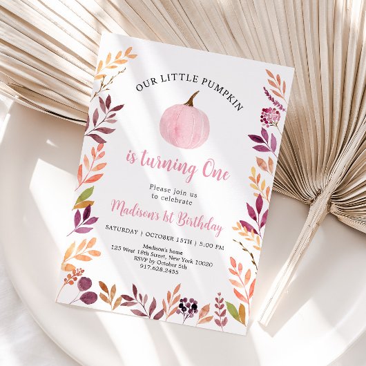 リトルカンプキンピンクガールボホファースト誕生日 招待状