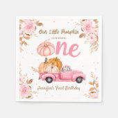 リトルカンプキンピンクトラックガール秋1st誕生日 スタンダードカクテルナプキン (正面)