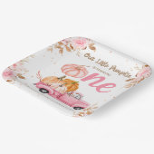 リトルカンプキンピンクトラックガール秋1st誕生日 ペーパープレート (傾斜あり)