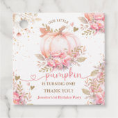 リトルカンプキンピンクフローラガール秋1st誕生日 フェイバータグ (正面)