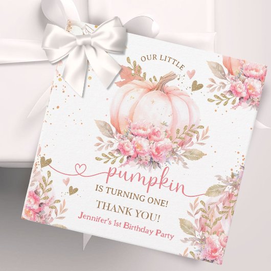 リトルカンプキンピンクフローラガール秋1st誕生日 フェイバータグ