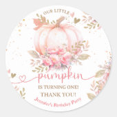 リトルカンプキンピンクフローラガール秋1st誕生日 ラウンドシール (正面)