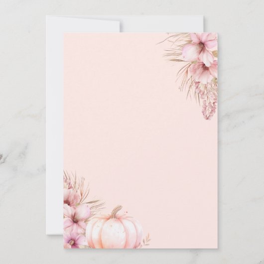 リトルカンプキンピンクフローラガール秋1st誕生日 招待状 (裏面)