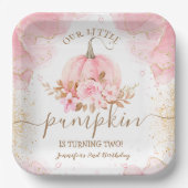 リトルカンプキンピンクフローラガール秋2nd誕生日 ペーパープレート (正面)