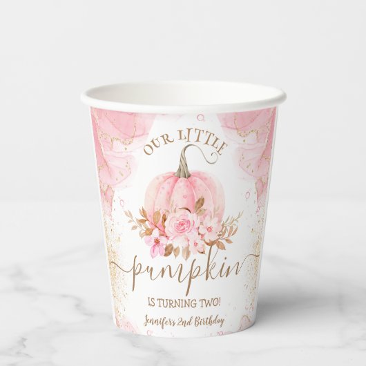 リトルカンプキンピンクフローラガール秋2nd誕生日 紙コップ (裏面)