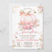 リトルカンプキンピンクフローラガール秋3rd誕生日 招待状 (正面)